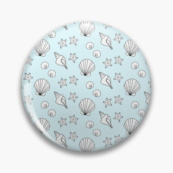 Item preview, White Cartoon Seashells and Starfish Summery Pattern on a Light Blue Backdrop, made by EndlessEmporium designed and sold by EndlessEmporium.