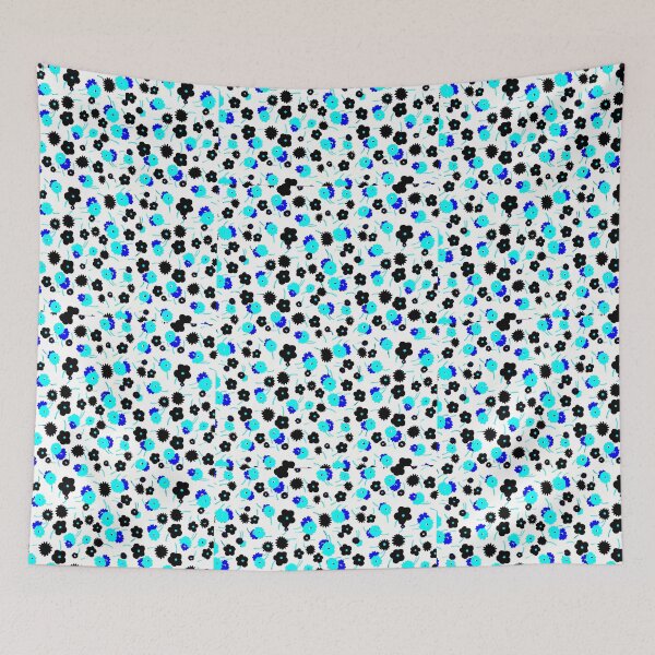 Item preview, Cyan, Blue and Black Scattered Flower Pattern designed and sold by RyanCaudell.