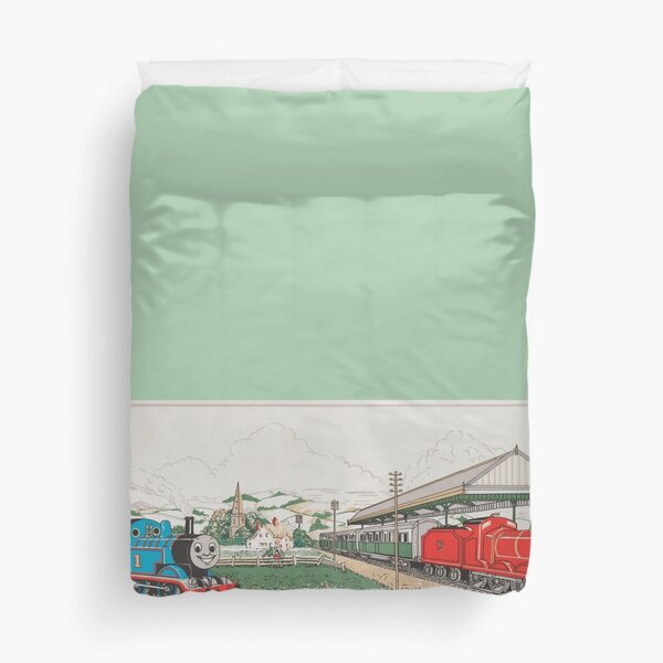 Vista previa del artículo con la obra «Vintage Thomas y James Seamless Pattern (Thomas the Tank Engine)», diseñado y vendido por sleepyhenry.