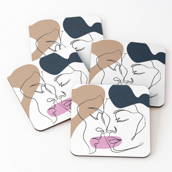Item preview, Single line art couple kiss designed and sold by Meta-Prints.