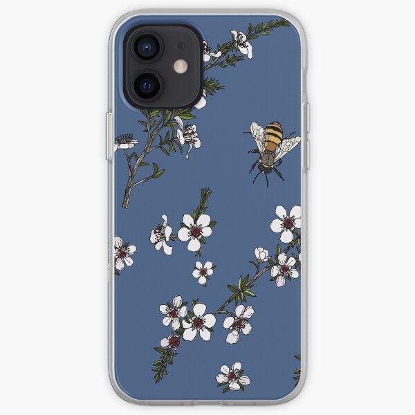 Manuka with Bees on rich blue iPhone Soft Case