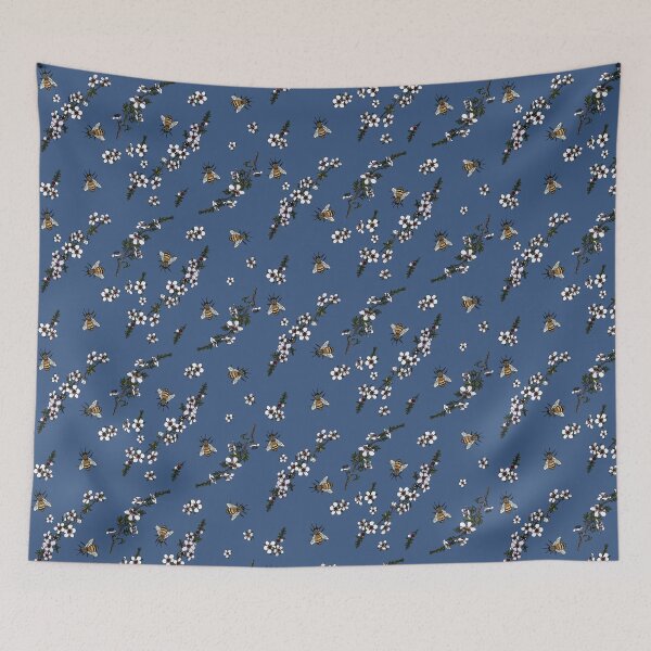 Item preview, Manuka with Bees on rich blue designed and sold by CopperCatkin.