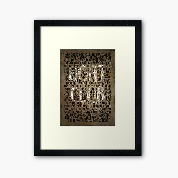 Fight Club - Rules Minimal Typo Poster Framed Art Print