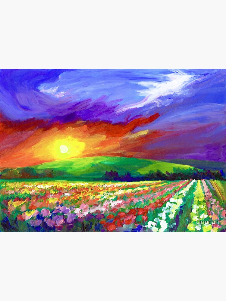 Fine Art Rich Sunset Landscape Painting Sunset over beautiful