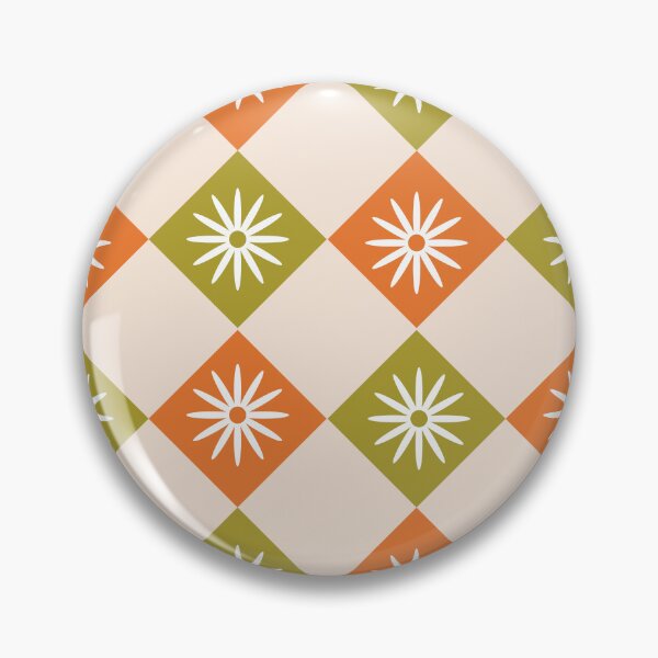 Item preview, Daisy Flowers on Orange and Green Geometric  Argyle  Pattern  designed and sold by Yasminepatterns .
