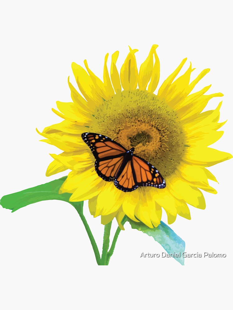 "Sunflower Butterfly" Sticker by ElMuchachon Redbubble