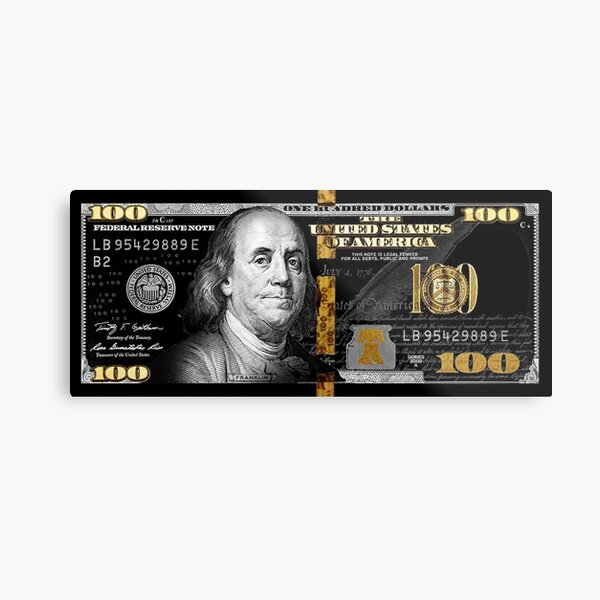 Aperçu de l'œuvre Billet de 100 dollars noir créée et vendue par BuksDesigns.
