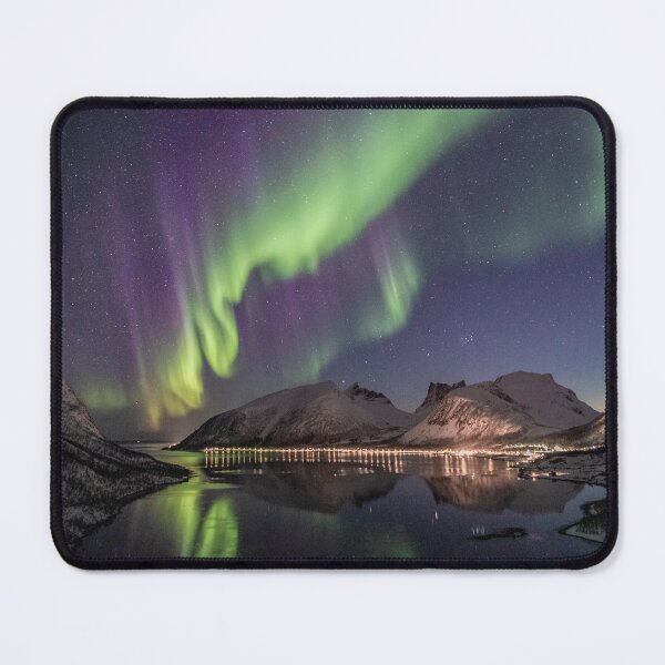 Item preview, Mountain Beside Body of water with aurora borealis Pic designed and sold by oemeo.