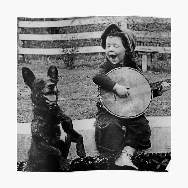 "Child Playing A Banjo For His Dog" Poster for Sale by warishellstore