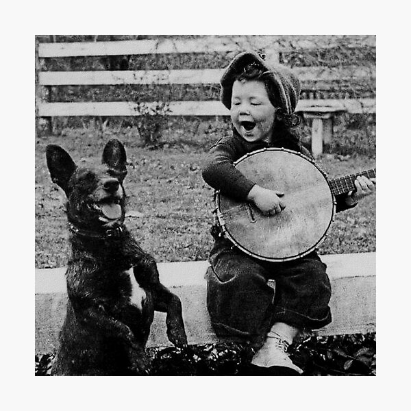 Item preview, Child Playing A Banjo For His Dog designed and sold by warishellstore.