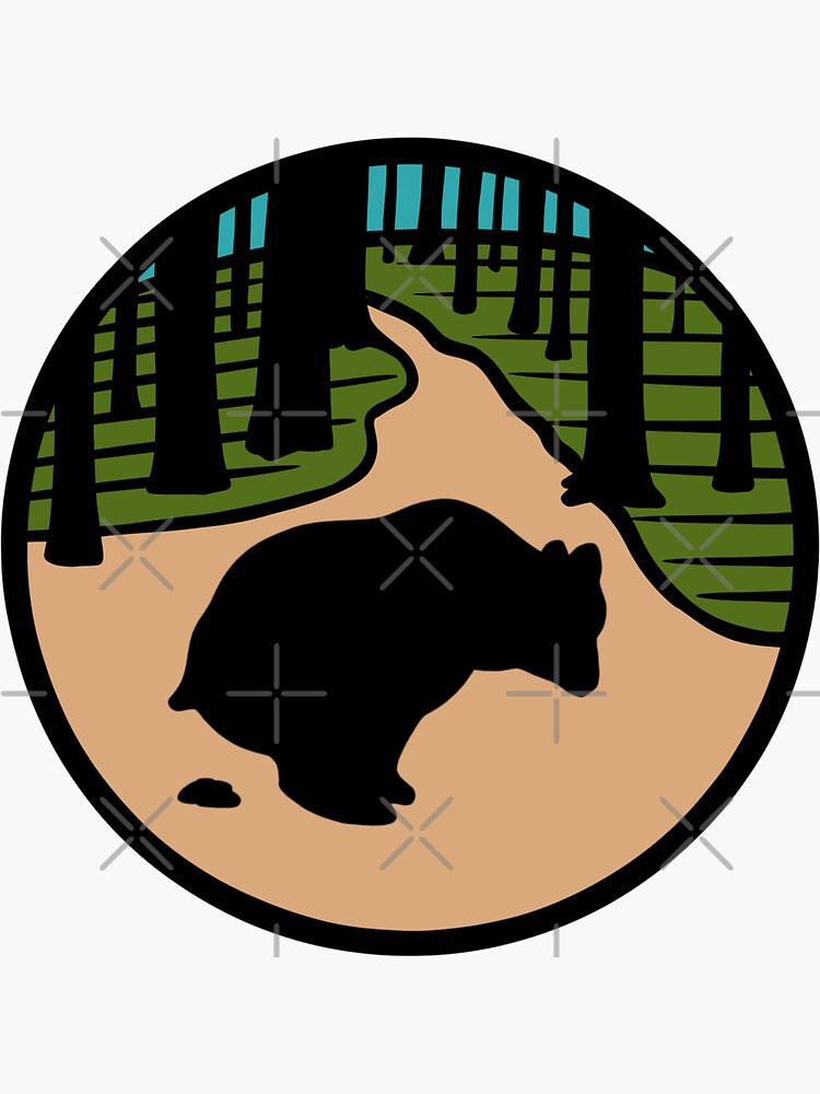 "Does a bear poop in the woods bear pooping on a nature trail" Sticker by mellowgraphics Redbubble