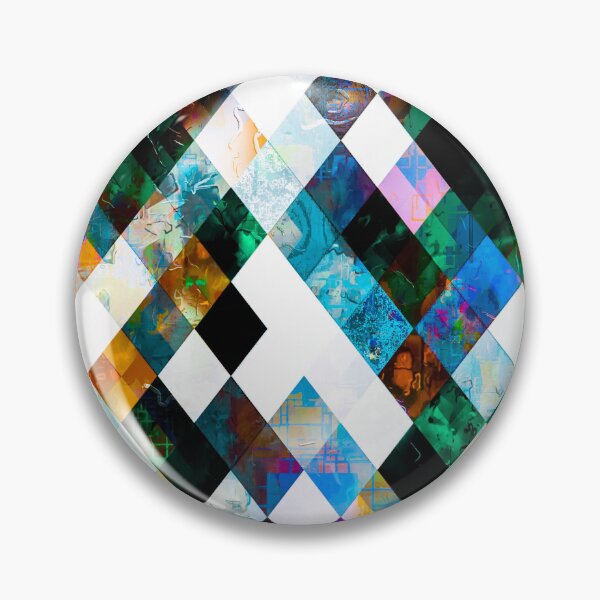 Item preview, geometric pixel square pattern abstract background in green blue brown designed and sold by Mrvell.