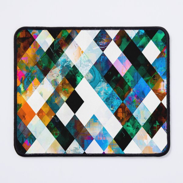 Item preview, geometric pixel square pattern abstract background in green blue brown designed and sold by Mrvell.