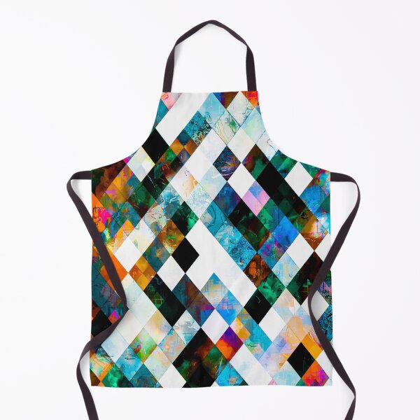 Item preview, geometric pixel square pattern abstract background in green blue brown designed and sold by Mrvell.