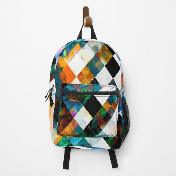 Item preview, geometric pixel square pattern abstract background in green blue brown designed and sold by Mrvell.