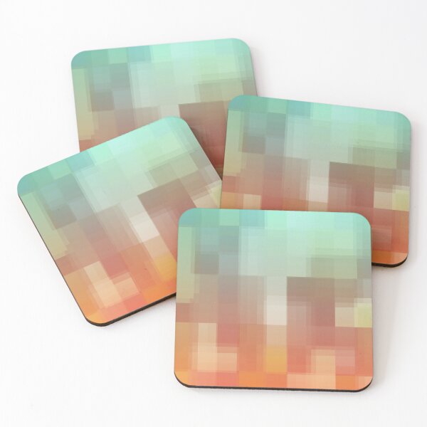 Item preview, geometric pixel square pattern abstract background in orange brown blue designed and sold by Mrvell.