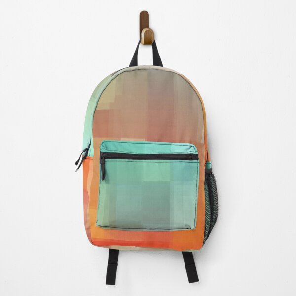 Item preview, geometric pixel square pattern abstract background in orange brown blue designed and sold by Mrvell.