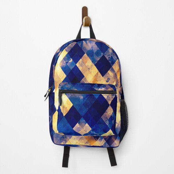 Item preview, geometric pixel square pattern abstract background in blue brown designed and sold by Mrvell.