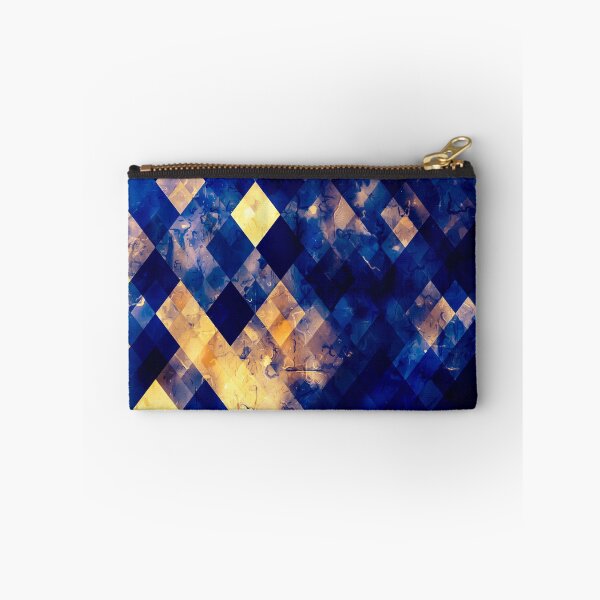 Item preview, geometric pixel square pattern abstract background in blue brown designed and sold by Mrvell.