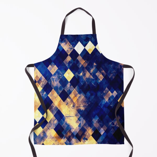 Item preview, geometric pixel square pattern abstract background in blue brown designed and sold by Mrvell.