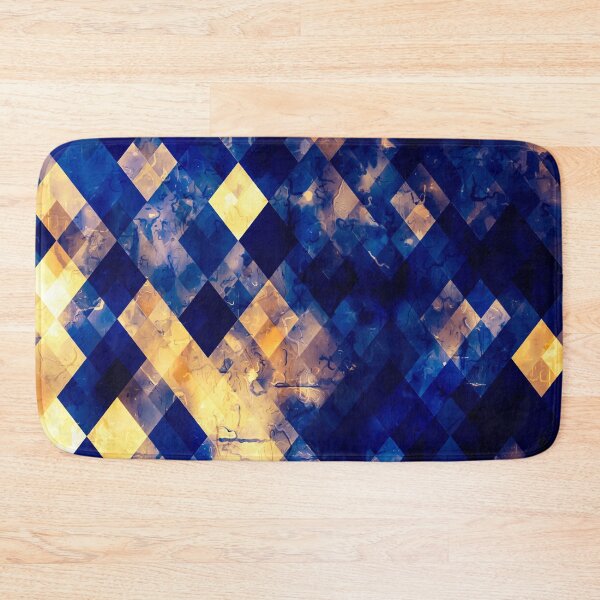 Item preview, geometric pixel square pattern abstract background in blue brown designed and sold by Mrvell.
