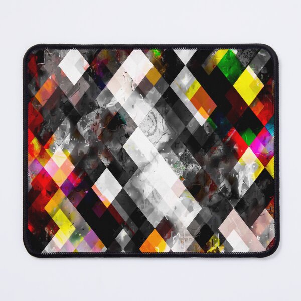 Item preview, geometric pixel square pattern abstract background in red yellow green designed and sold by Mrvell.