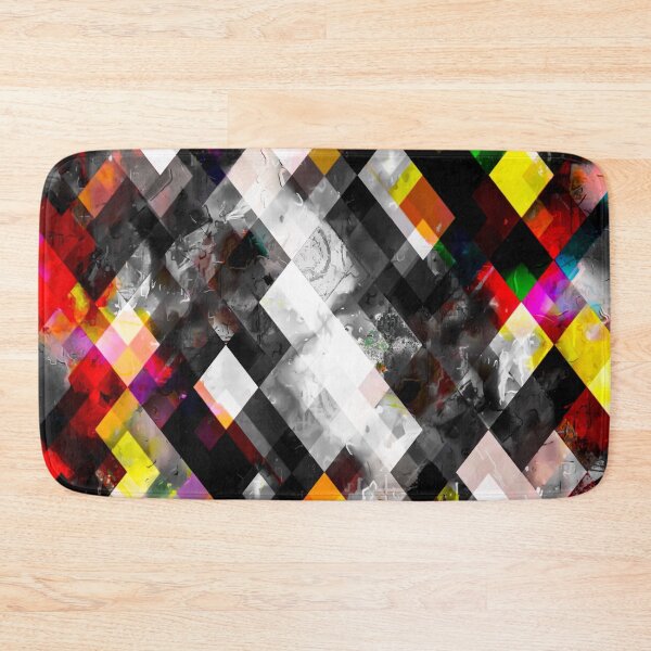Item preview, geometric pixel square pattern abstract background in red yellow green designed and sold by Mrvell.