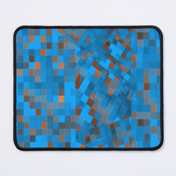 Item preview, geometric pixel square pattern abstract background in blue brown designed and sold by Mrvell.