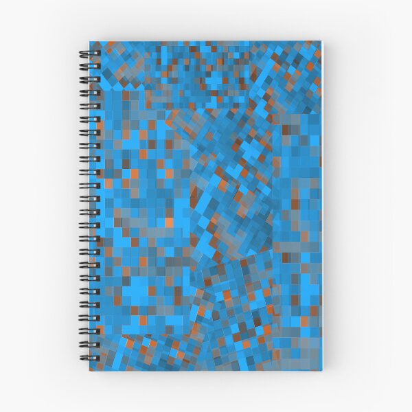 Item preview, geometric pixel square pattern abstract background in blue brown designed and sold by Mrvell.