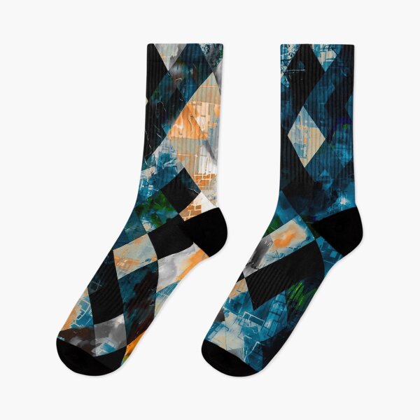 Item preview, geometric pixel square pattern abstract background in blue yellow designed and sold by Mrvell.