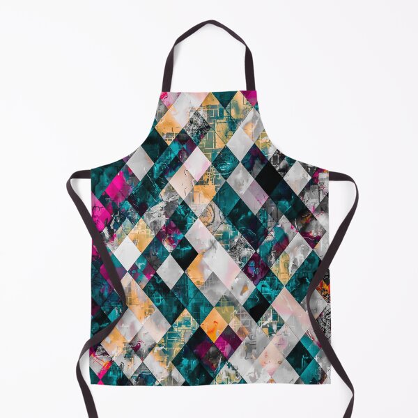 Item preview, geometric pixel square pattern abstract background in blue yellow pink designed and sold by Mrvell.