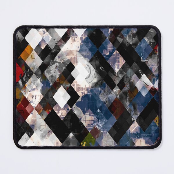 Item preview, geometric pixel square pattern abstract background in blue red black designed and sold by Mrvell.