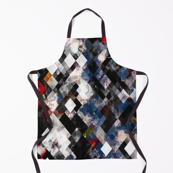 Item preview, geometric pixel square pattern abstract background in blue red black designed and sold by Mrvell.
