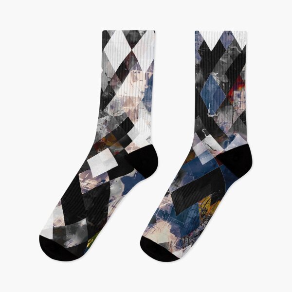 Item preview, geometric pixel square pattern abstract background in blue red black designed and sold by Mrvell.