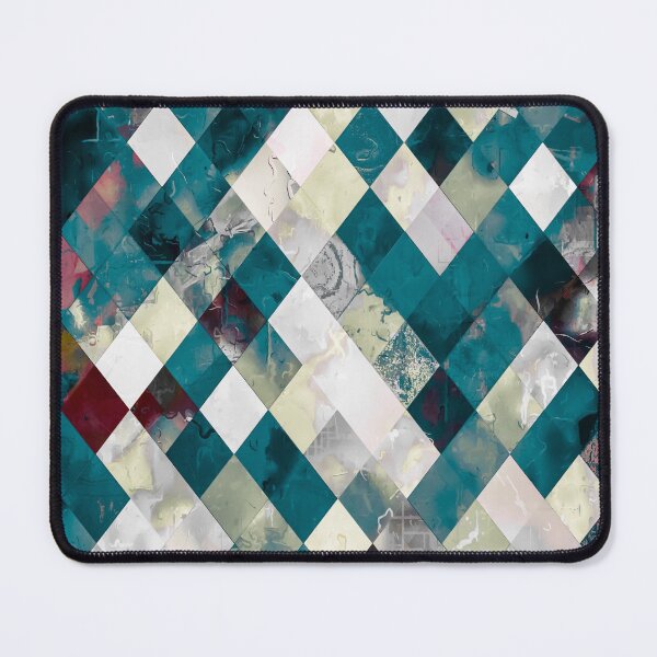 Item preview, geometric pixel square pattern abstract background in blue green designed and sold by Mrvell.