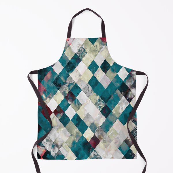 Item preview, geometric pixel square pattern abstract background in blue green designed and sold by Mrvell.