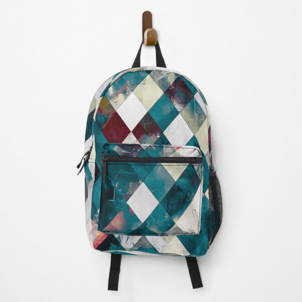 Item preview, geometric pixel square pattern abstract background in blue green designed and sold by Mrvell.