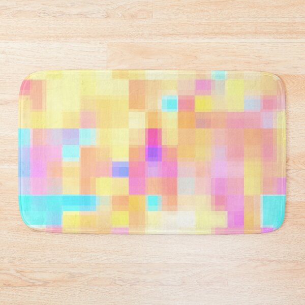 Item preview, geometric pixel square pattern abstract background in pink yellow blue designed and sold by Mrvell.