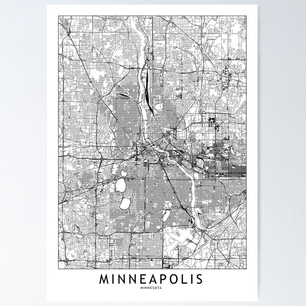 Item preview, Minneapolis White Map designed and sold by multiplicitymap.
