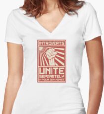 Introverts Unite Separately In Your Own Homes Women's Fitted V-Neck T-Shirt
