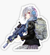 Unisex - Anime girl with gun Sticker
