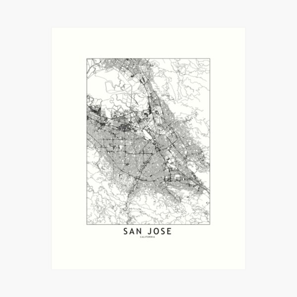 Item preview, San Jose White Map designed and sold by multiplicitymap.