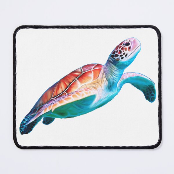 Green Sea Turtle illustration, original artwork. Vibrant turquoise, blues  and reds iPad Case & Skin for Sale by PlumpPlumStudio