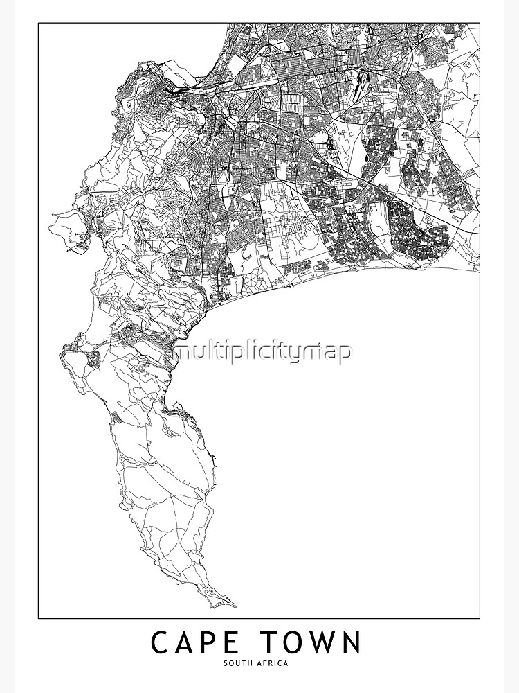 "Cape Town White Map" Poster for Sale by multiplicitymap Redbubble