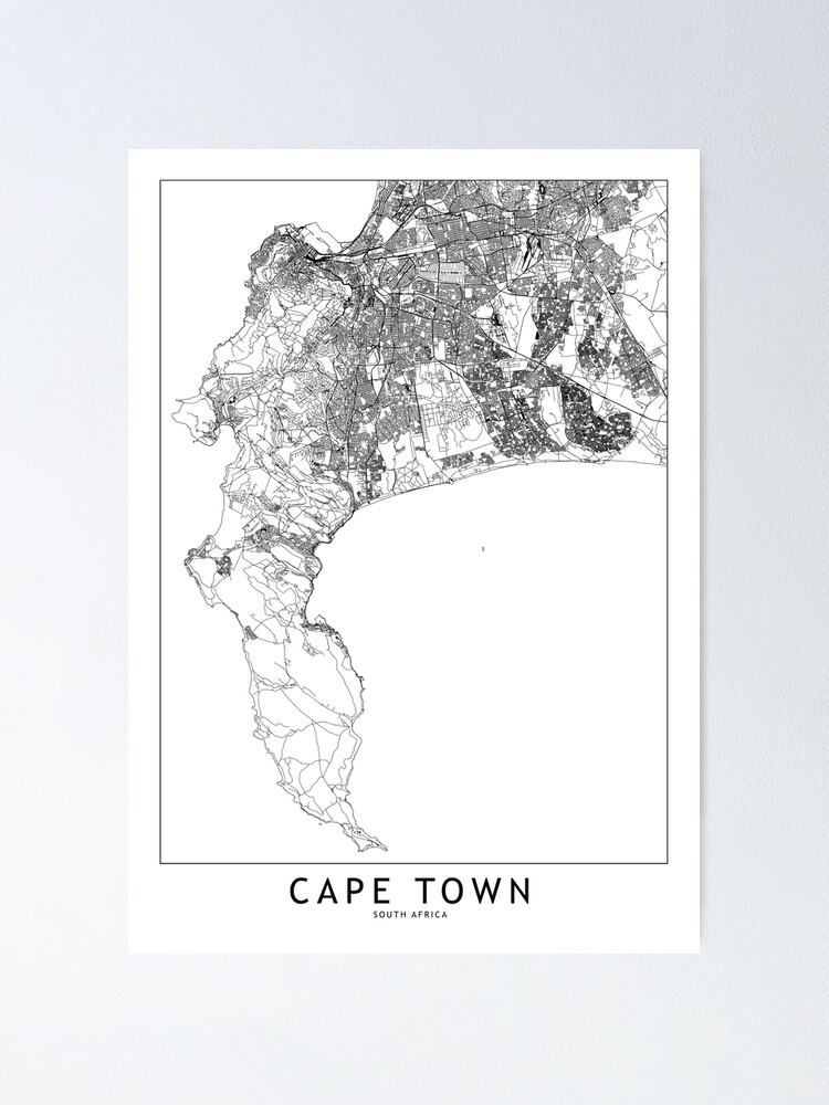 "Cape Town White Map" Poster for Sale by multiplicitymap Redbubble