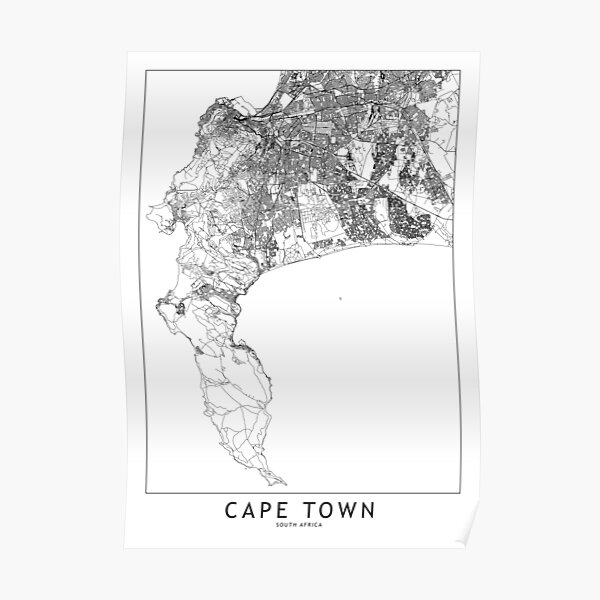 "Cape Town White Map" Poster for Sale by multiplicitymap Redbubble