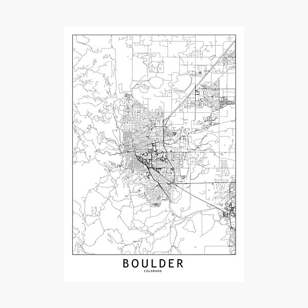 Boulder White Map Photographic Print