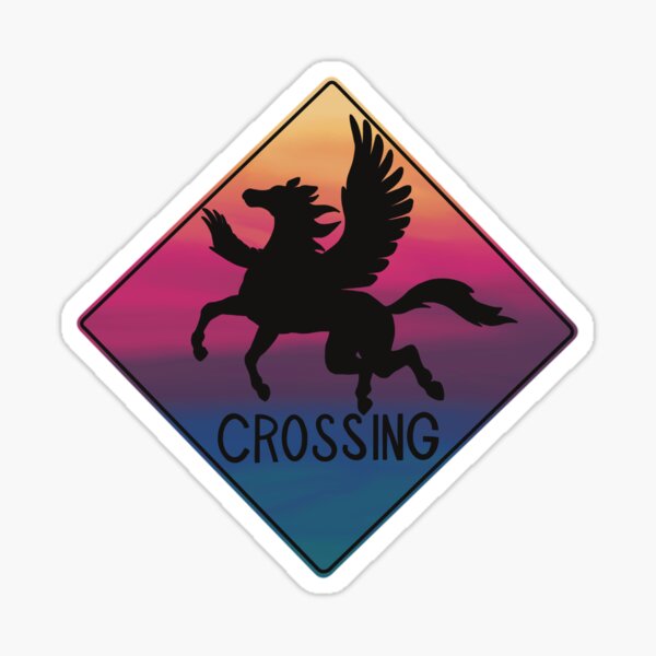 Item preview, Pegasus Crossing Sign Ocean Sunset Colors designed and sold by BlazeraptorGirl.
