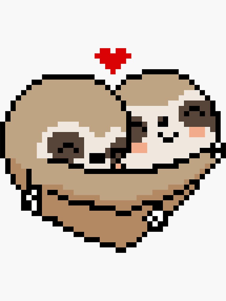 Cute Pixel Hugging Sloths\