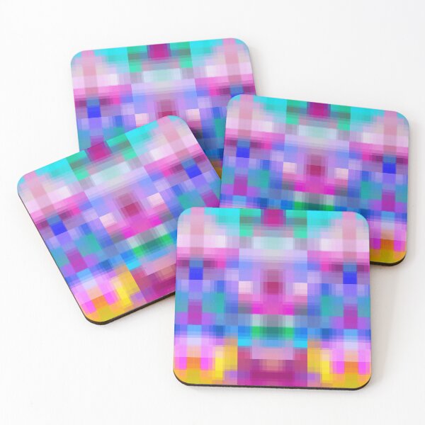 Item preview, geometric symmetry art pixel square pattern abstract background in pink blue designed and sold by Mrvell.
